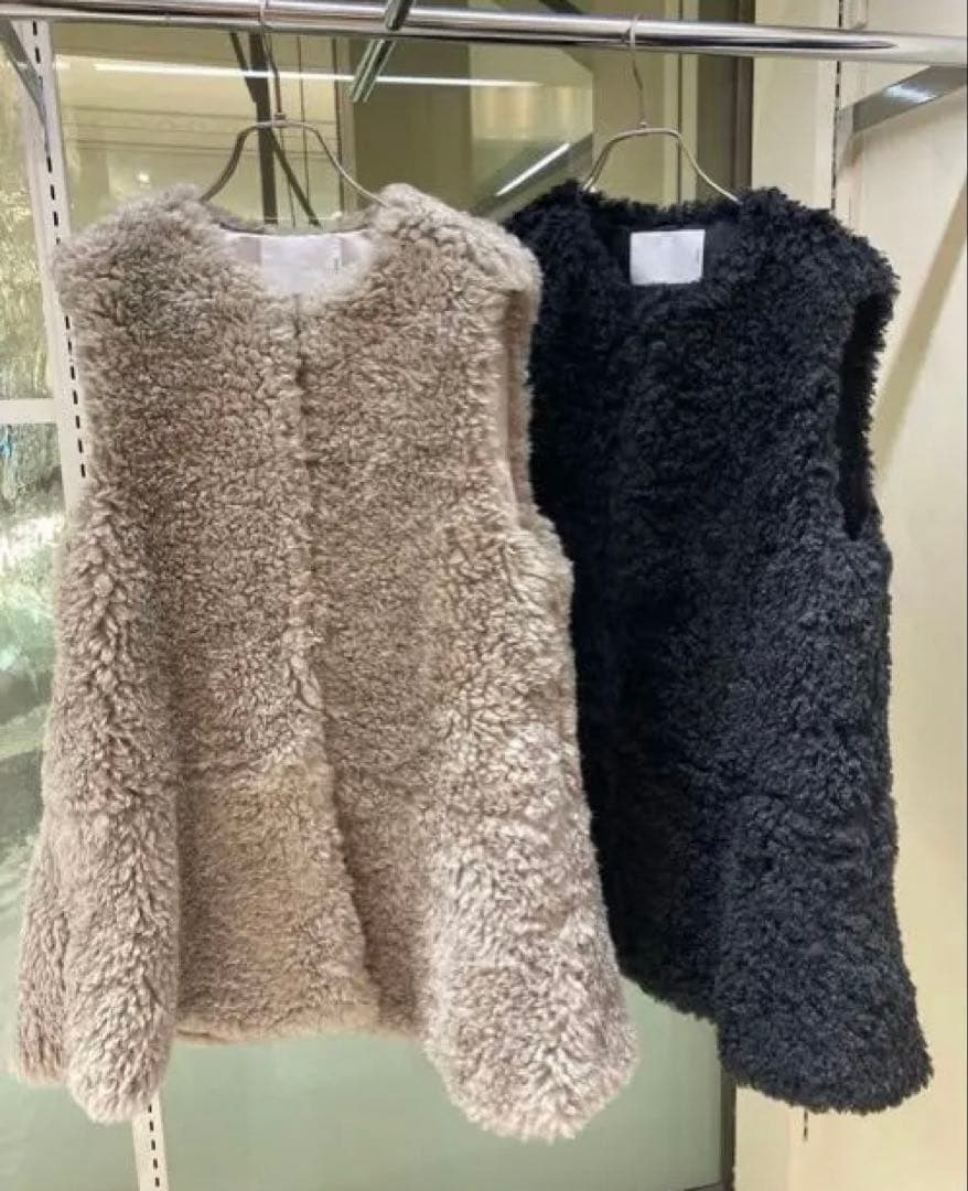 【美品】Sono ベージュ ファー ベスト ジレ