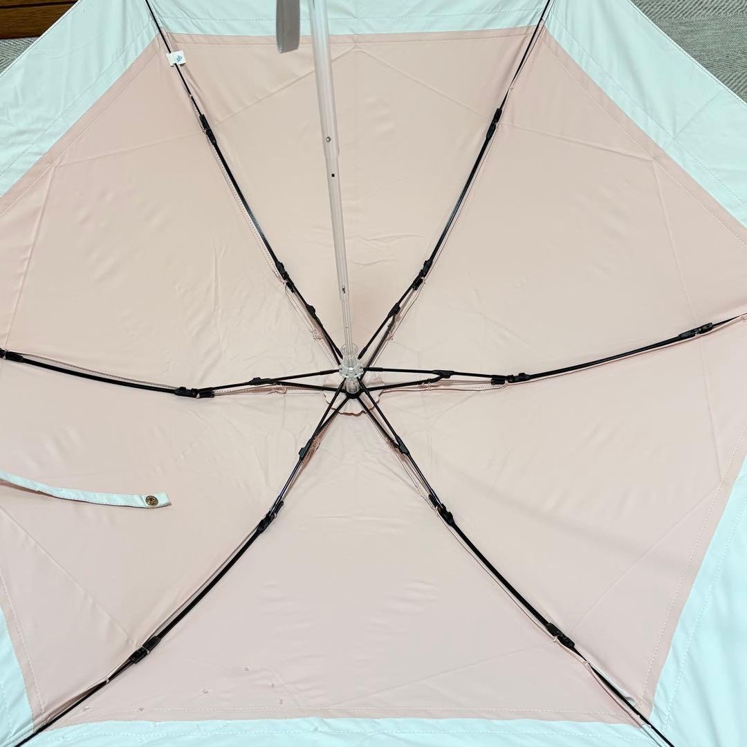 ランバン オン ブルー 遮光 晴雨兼用折りたたみ傘日傘　ビジューリボン ピンク