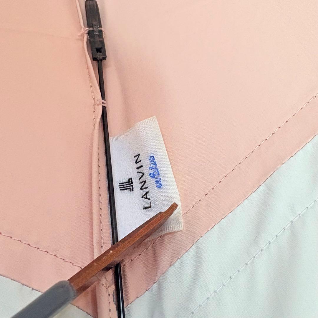 ランバン オン ブルー 遮光 晴雨兼用折りたたみ傘日傘　ビジューリボン ピンク