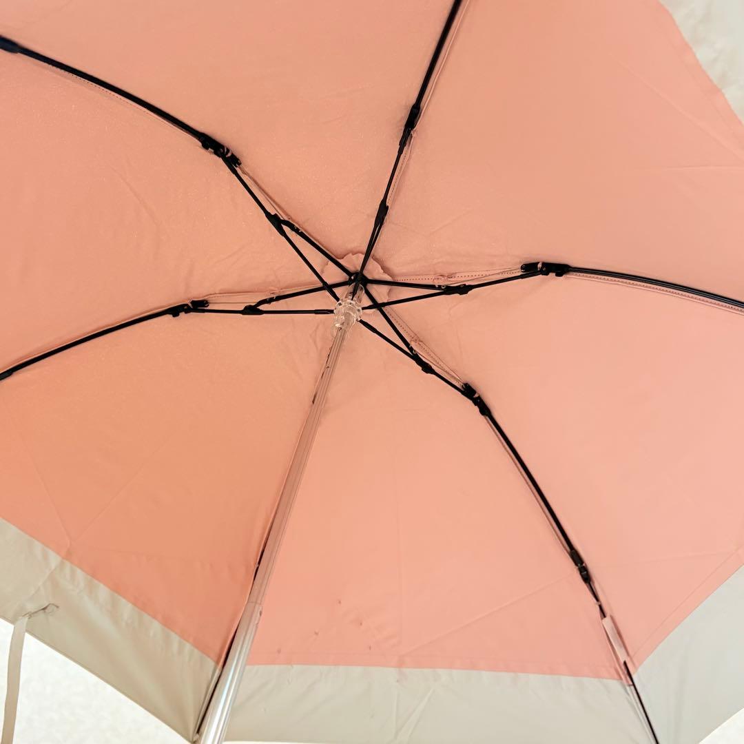 ランバン オン ブルー 遮光 晴雨兼用折りたたみ傘日傘　ビジューリボン ピンク