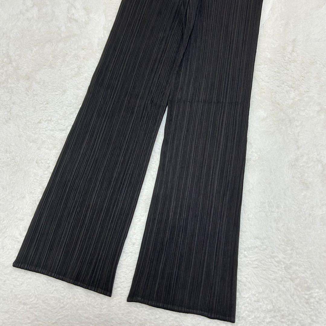 【美品】プリーツプリーズ ロングパンツ フレア ブラウン系 Lサイズ