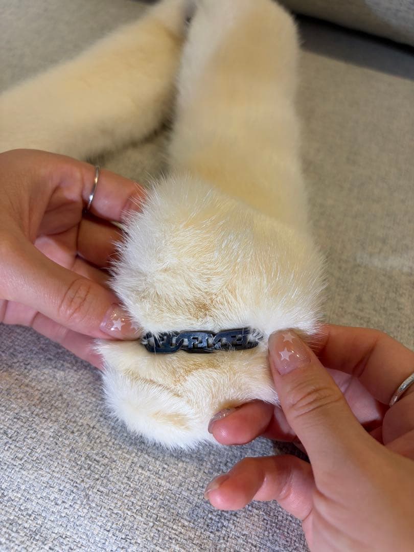 極美品 FENDI フェンディ ファー マフラー ティペット ミンク アイボリー