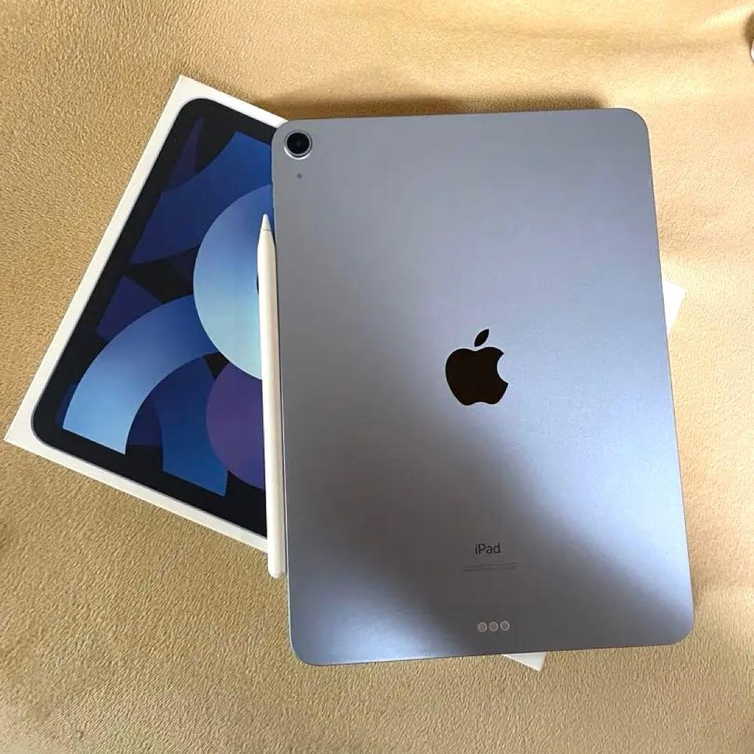 iPad Air第4世代ブルー本体　Apple Pencil バッテリー91%