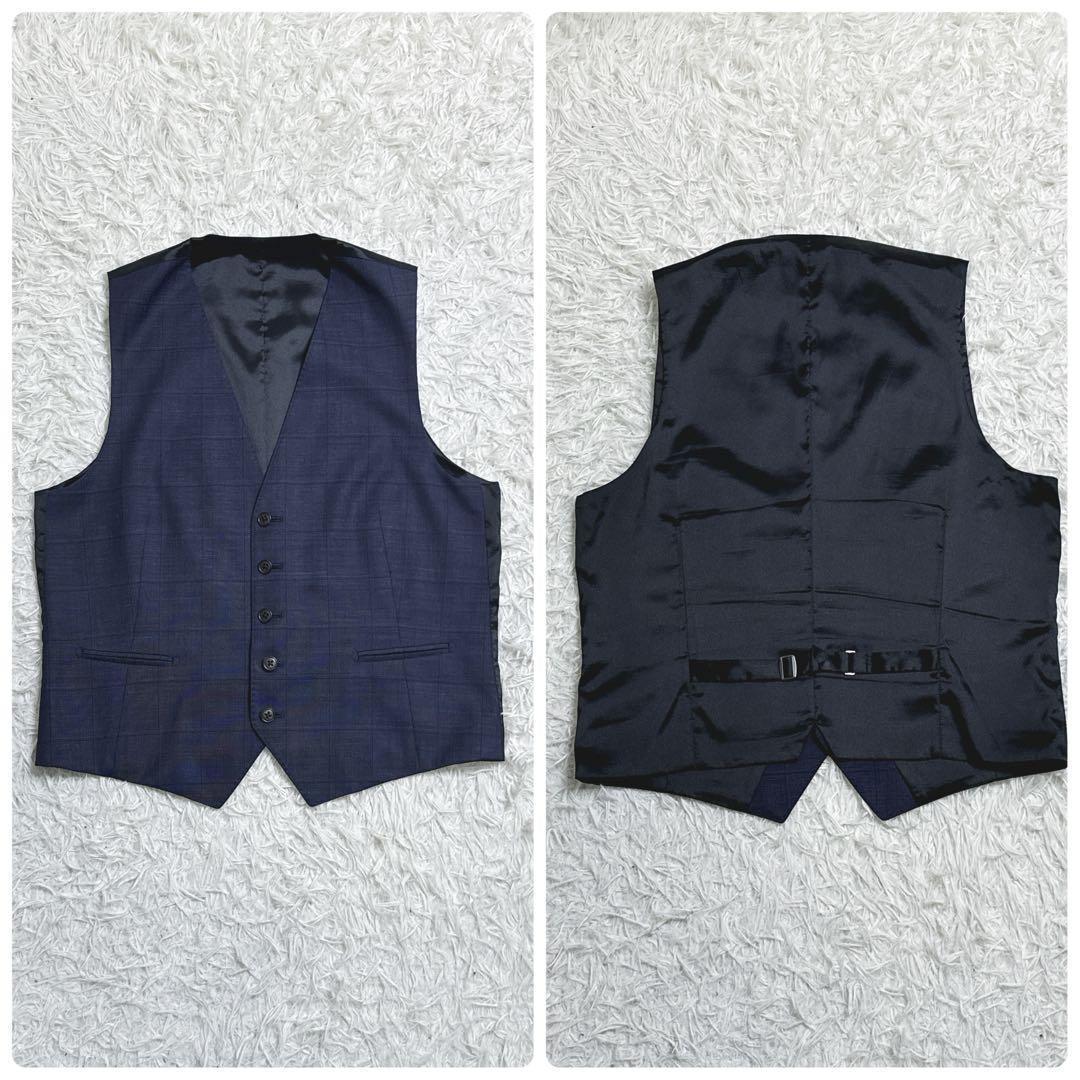✨美品✨　タカキュー　スーツ　３ピース　ネイビー　グレンチェック　170　AB