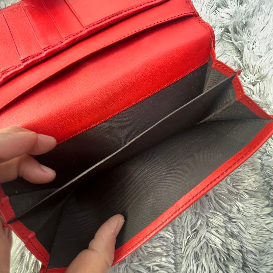 美品✨GUCCI コンチネンタル　シマ　長財布　インターロッキング　朱色