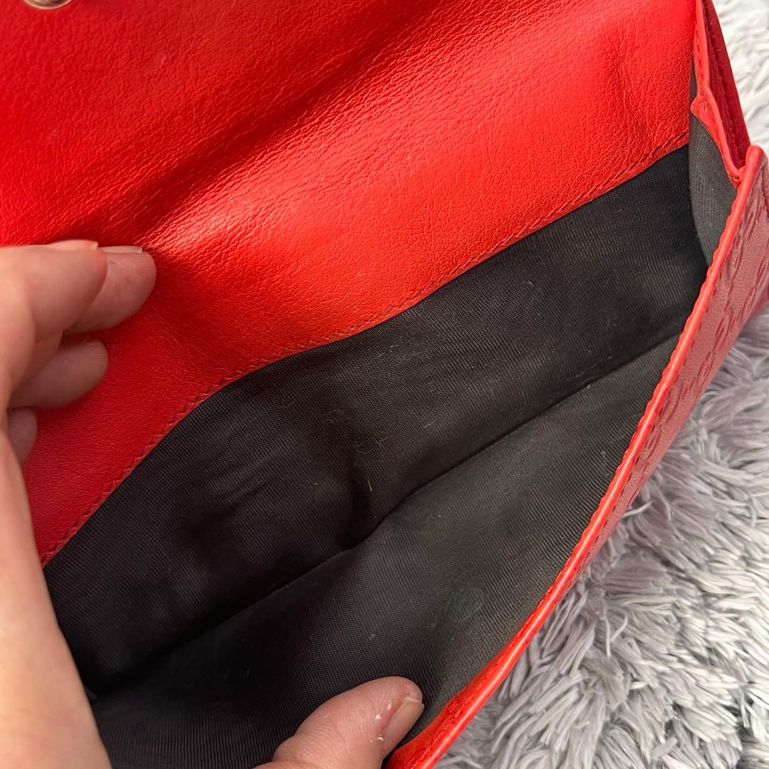 美品✨GUCCI コンチネンタル　シマ　長財布　インターロッキング　朱色
