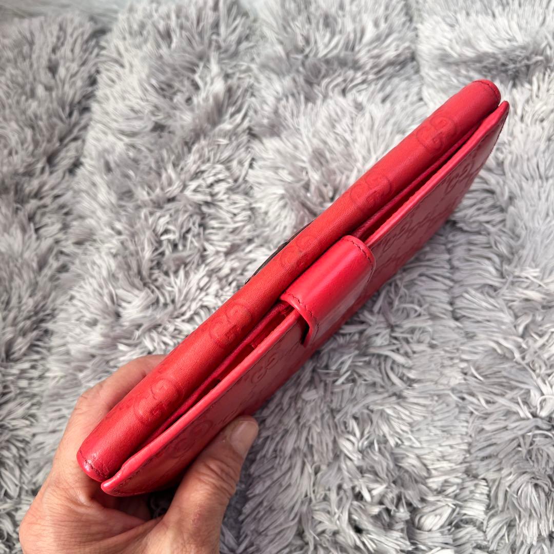 美品✨GUCCI コンチネンタル　シマ　長財布　インターロッキング　朱色