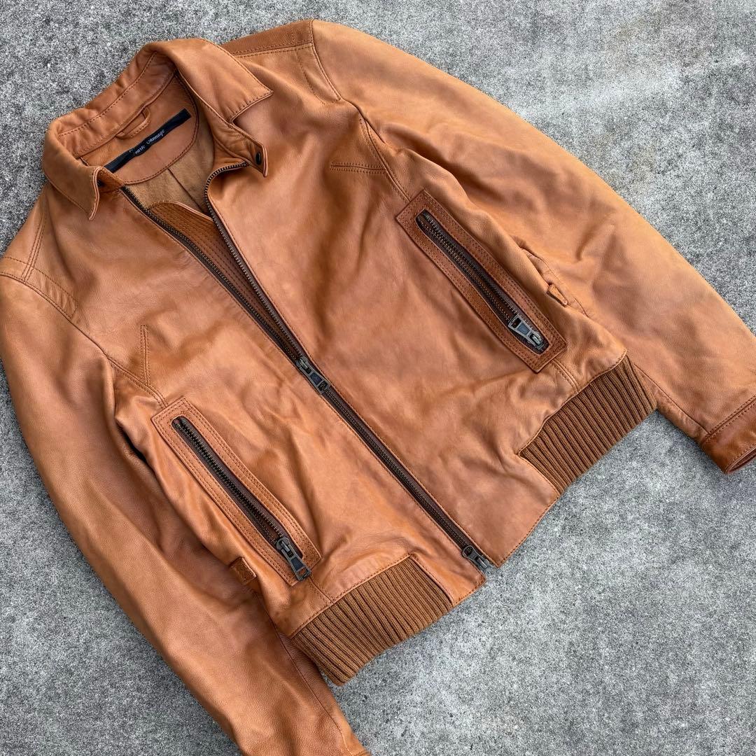 平成ギャル 短丈 本革レザージャケット キャメル y2k アメカジ