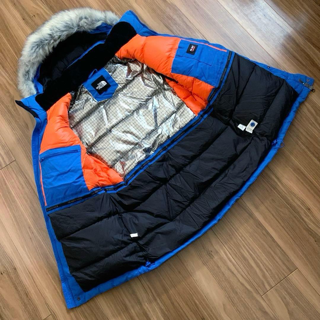 Lノースフェイスハイベントブルー青クラウスダウンジャケットパーカーファー付