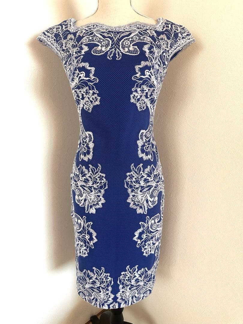 年始セールTADASHI ネイビー レース装飾 ワンピース