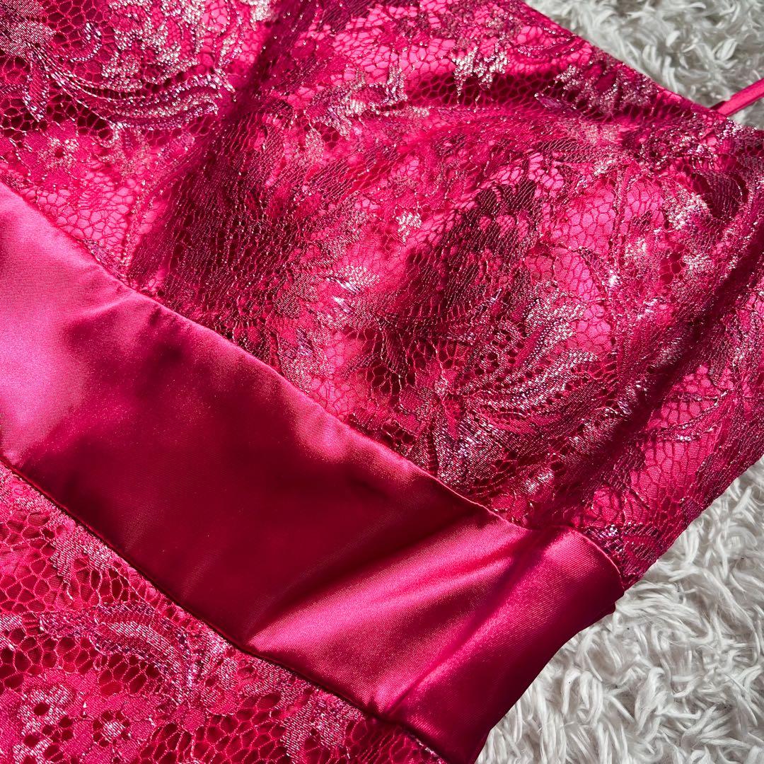 エメ ステージドレス 演奏会 9号 ロイヤルピンク 刺繍レース Aライン リボン