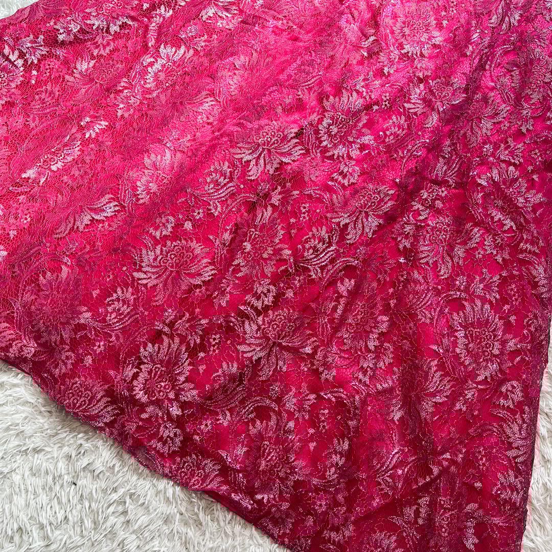 エメ ステージドレス 演奏会 9号 ロイヤルピンク 刺繍レース Aライン リボン