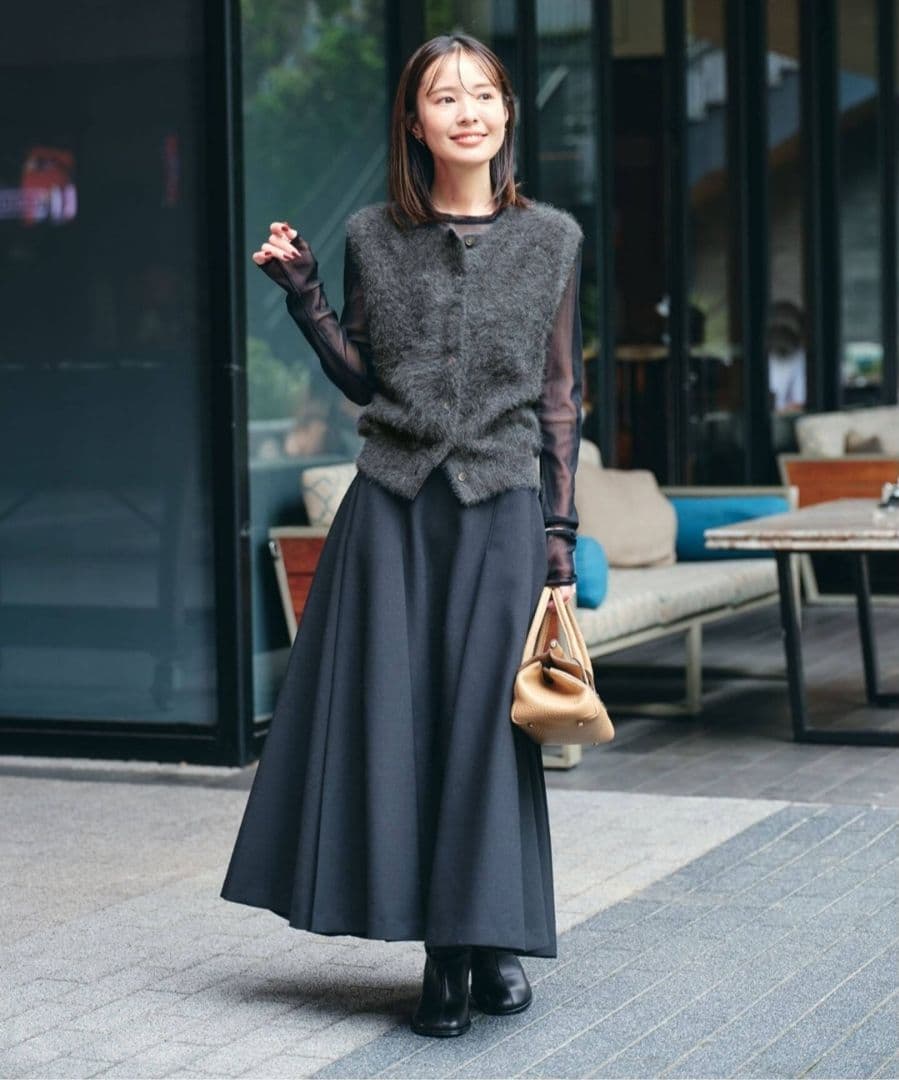 NOBLE　FOX/Caファーニットフロントボタンベスト