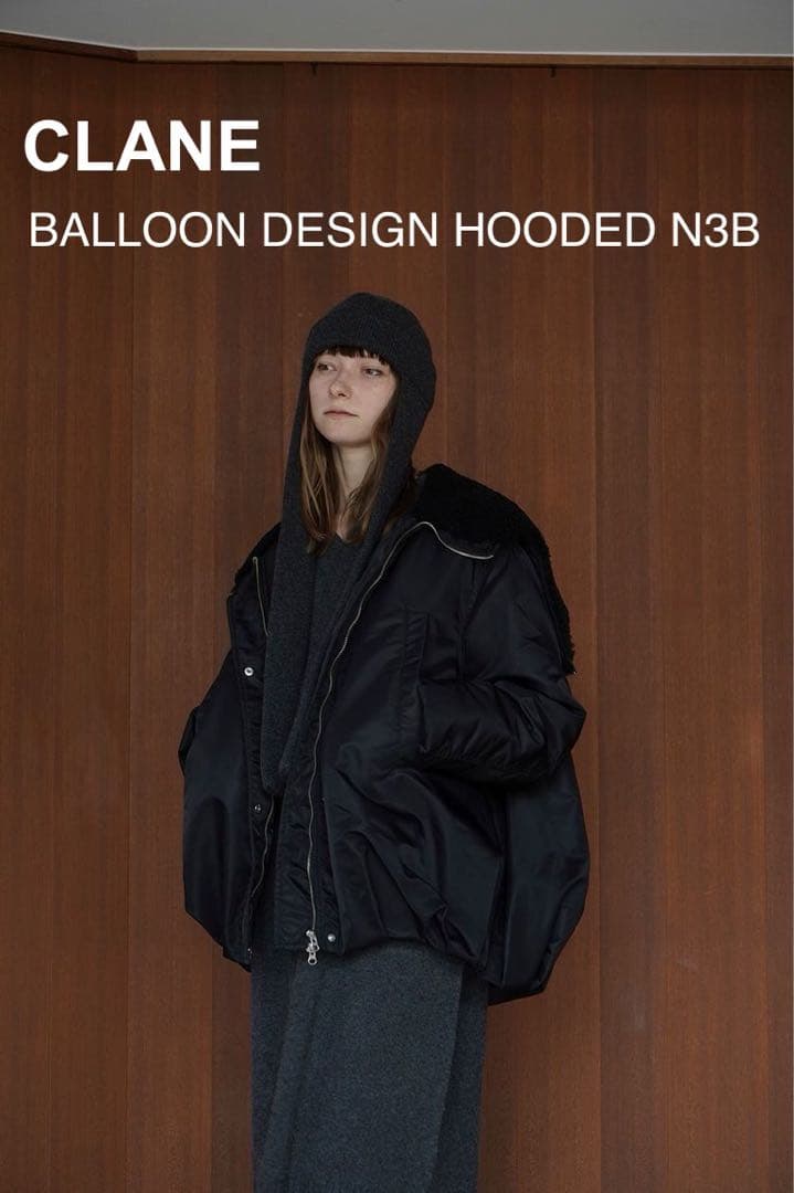 CLANE クラネ BALLOON DESIGN HOODED N3B 黒 1