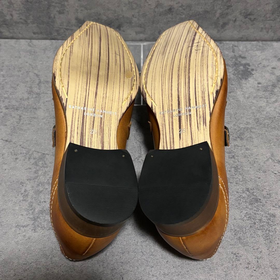 新品　キャサリンハムネットロンドン　ドレスシューズ　キャメル　ベルト　2229