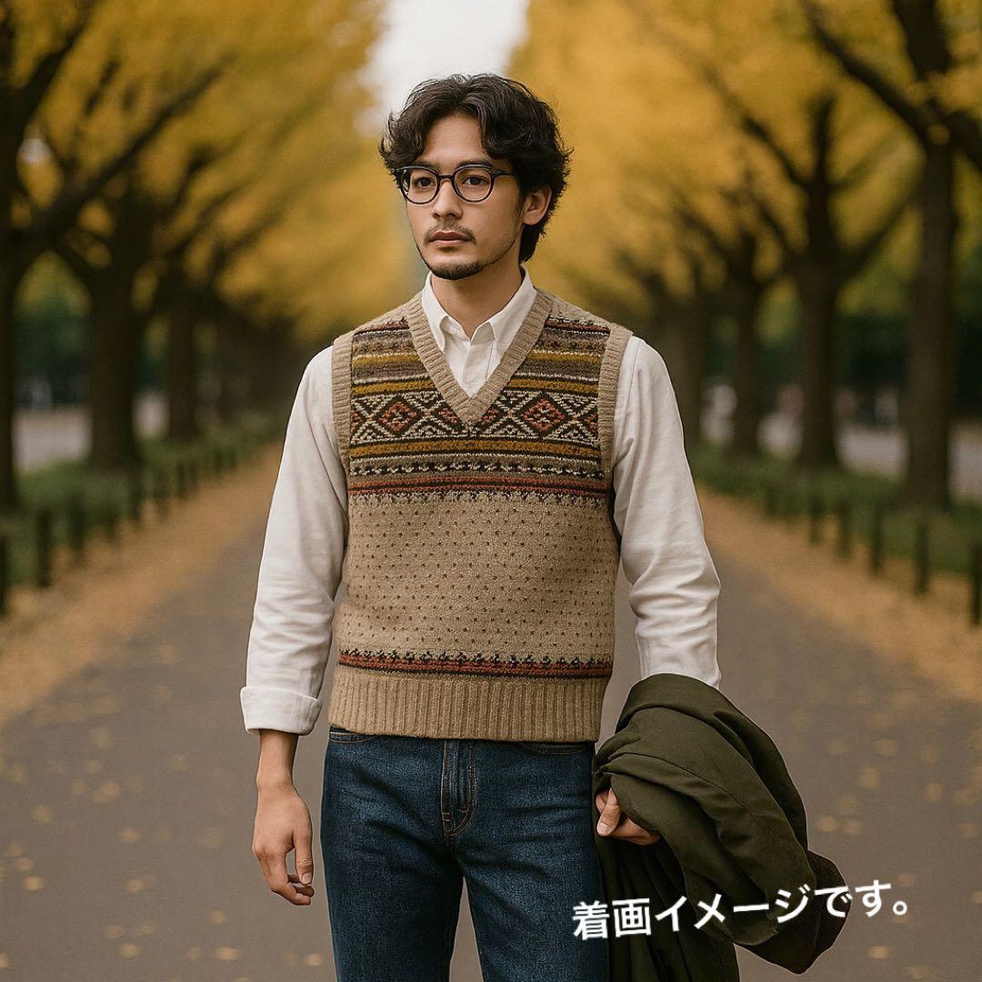 Jamieson's フェアアイル バーズアイ Vネック ベスト S