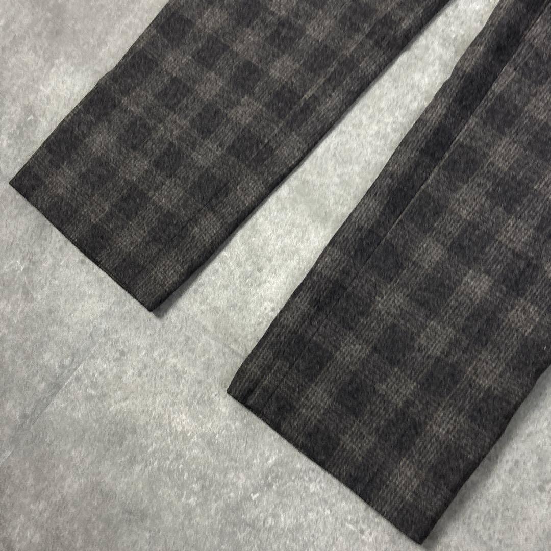 yasu INCOTEX グレー チェック ウール スラックス 秋冬用