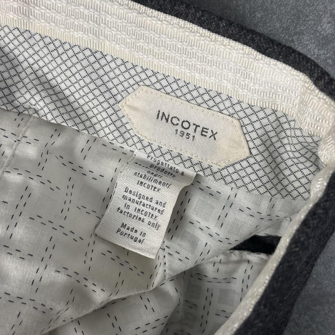 yasu INCOTEX グレー チェック ウール スラックス 秋冬用