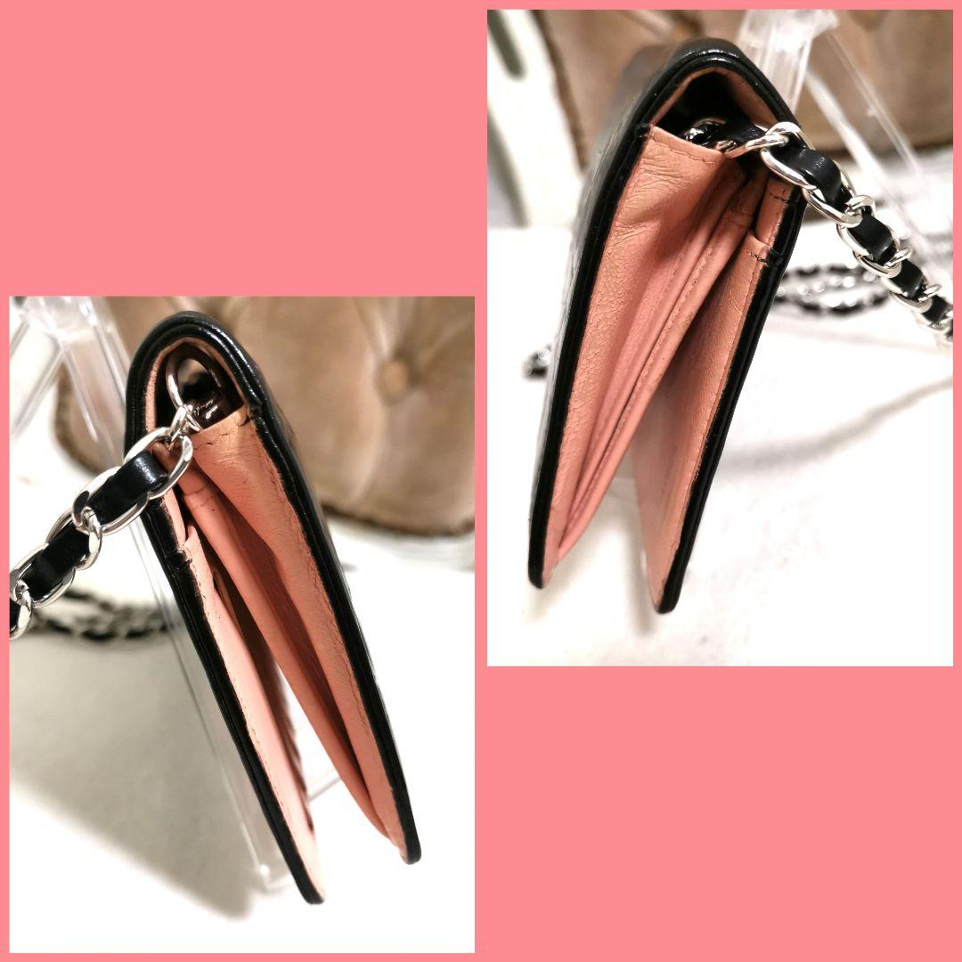【美品】シャネルCHANELカメリア長財布 黒 新品ショルダー付!鑑定済!