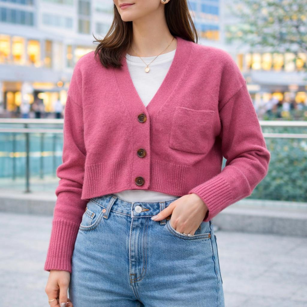 【ままぁ】TICCA　22AW ヤクショートカーディガン 前後2WAY