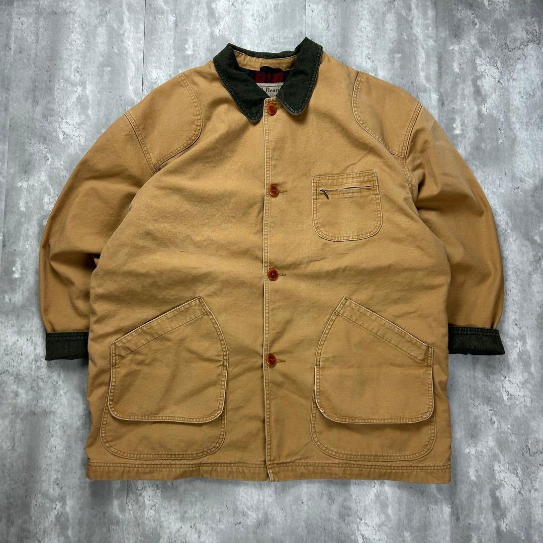 エルエルビーン 内チェックダック地ハンティングジャケットベージュ2XL 5906