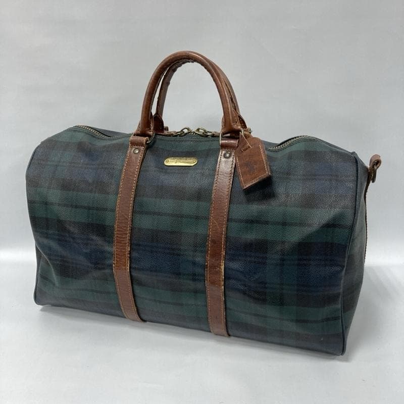 ポロ ラルフローレン/PVC×レザー/ブラックウォッチ/ボストンバッグ/大容量