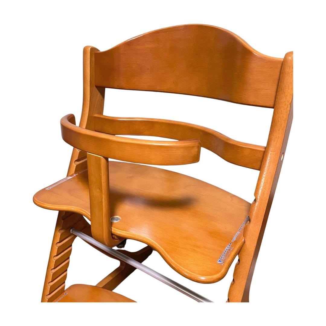 [極美品] 大和屋 すくすくチェアプラス ガード付 ブラウン 木製ベビーチェア