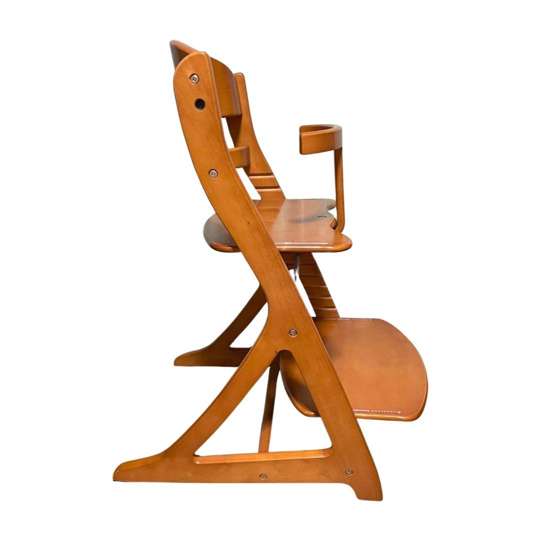 [極美品] 大和屋 すくすくチェアプラス ガード付 ブラウン 木製ベビーチェア