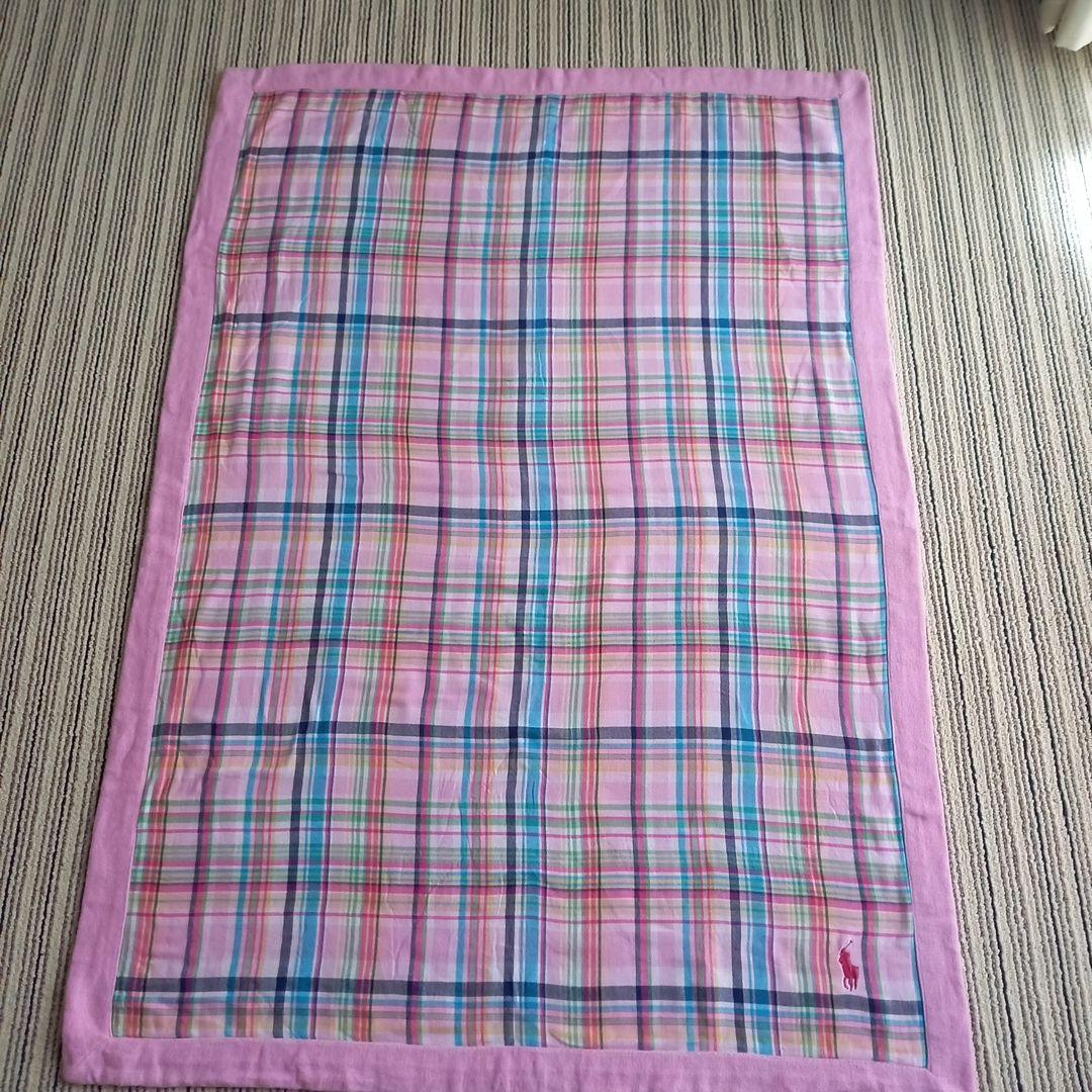 ラルフローレン チェック柄ハーフタオルケット 2枚セット　約140×95センチ