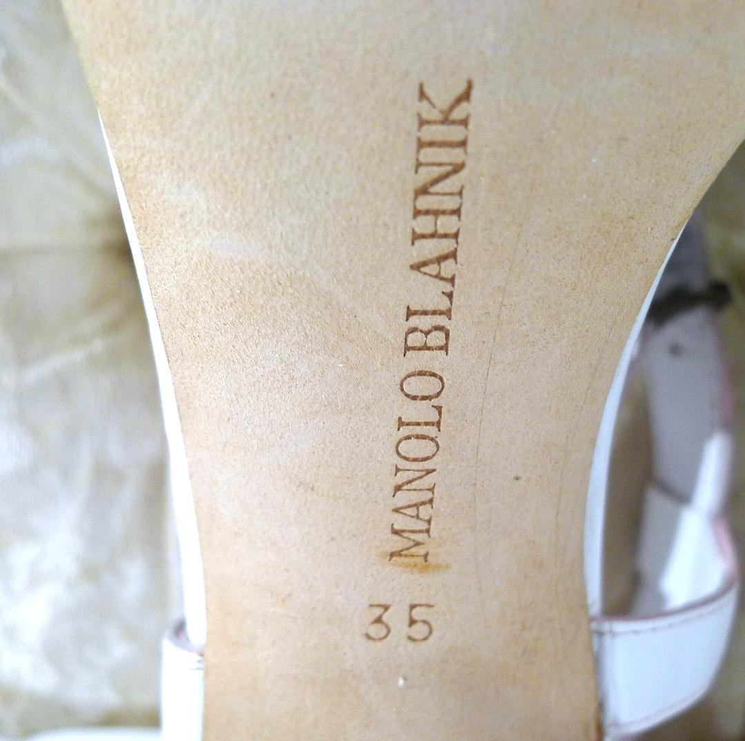 【マノロブラニク】ホワイト＆PINKカラーミュールパンプス美品 23㎝