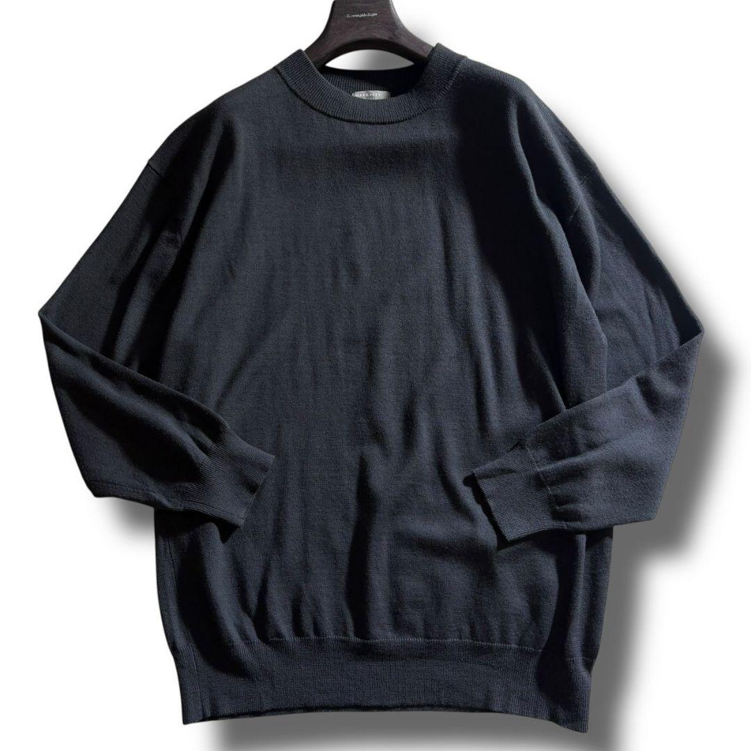 近年 マーガレットハウエル L クルーネック ウール ニット セーター グレー