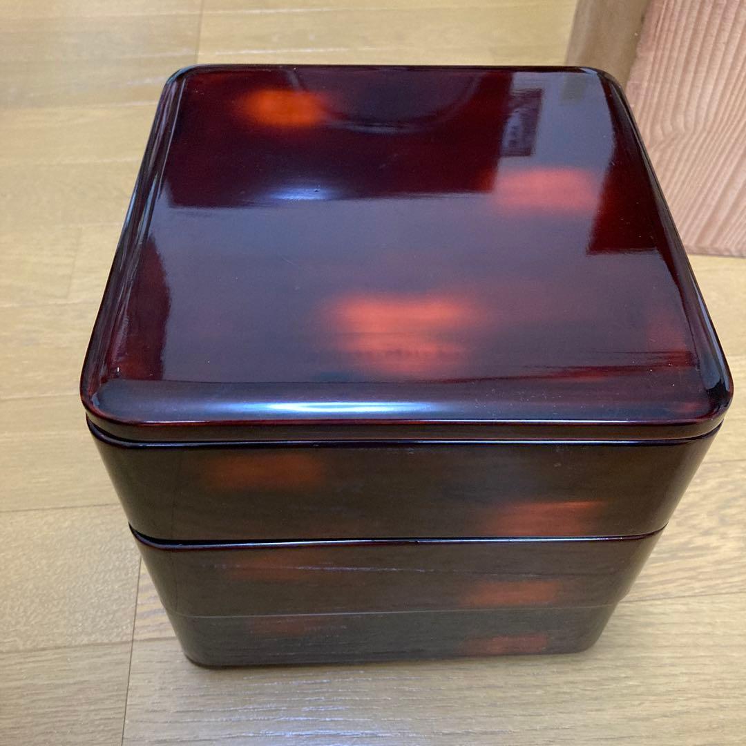 漆塗り三段重箱 赤内装　曙研出