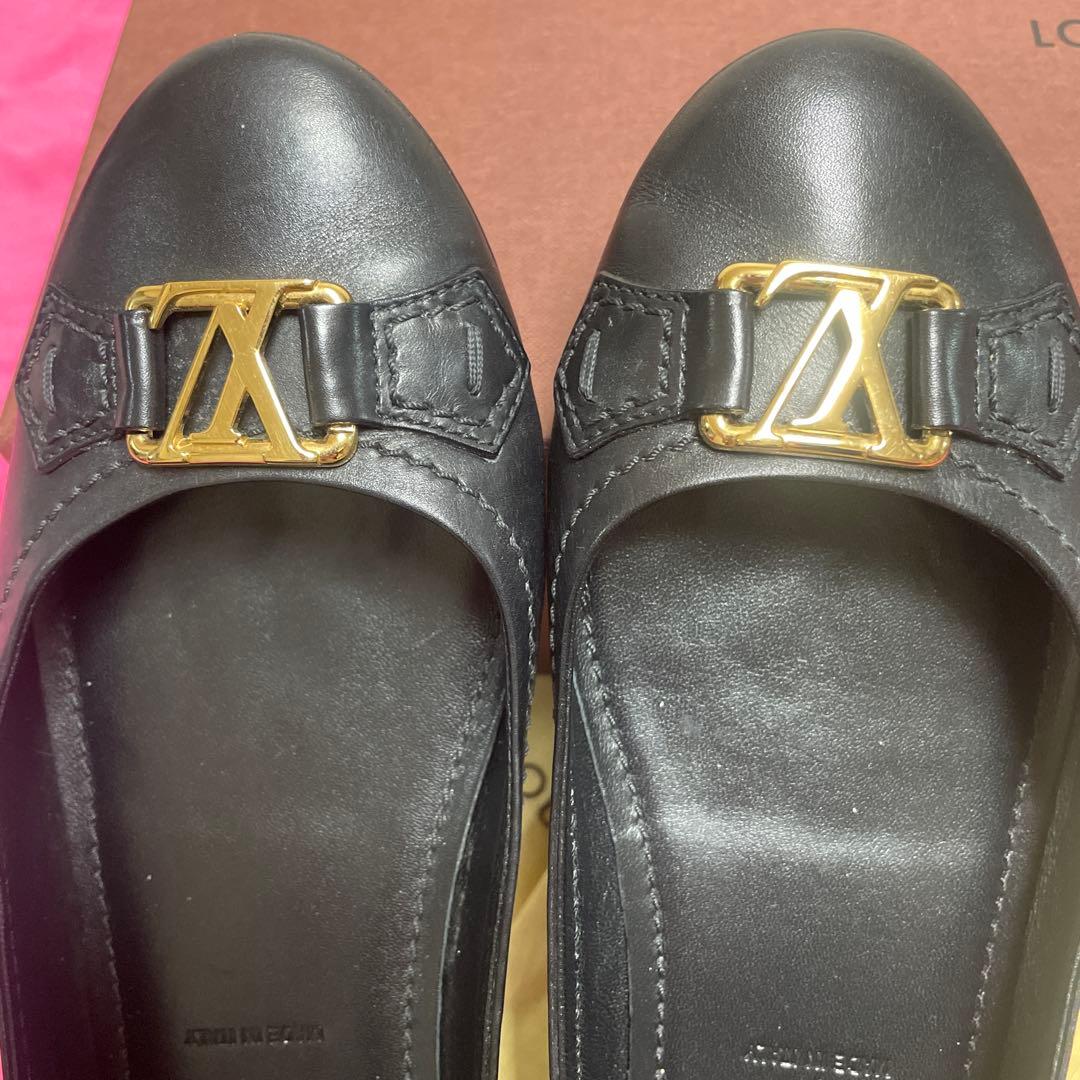 【極美品】ルイ・ヴィトン黒レザーフラットシューズ