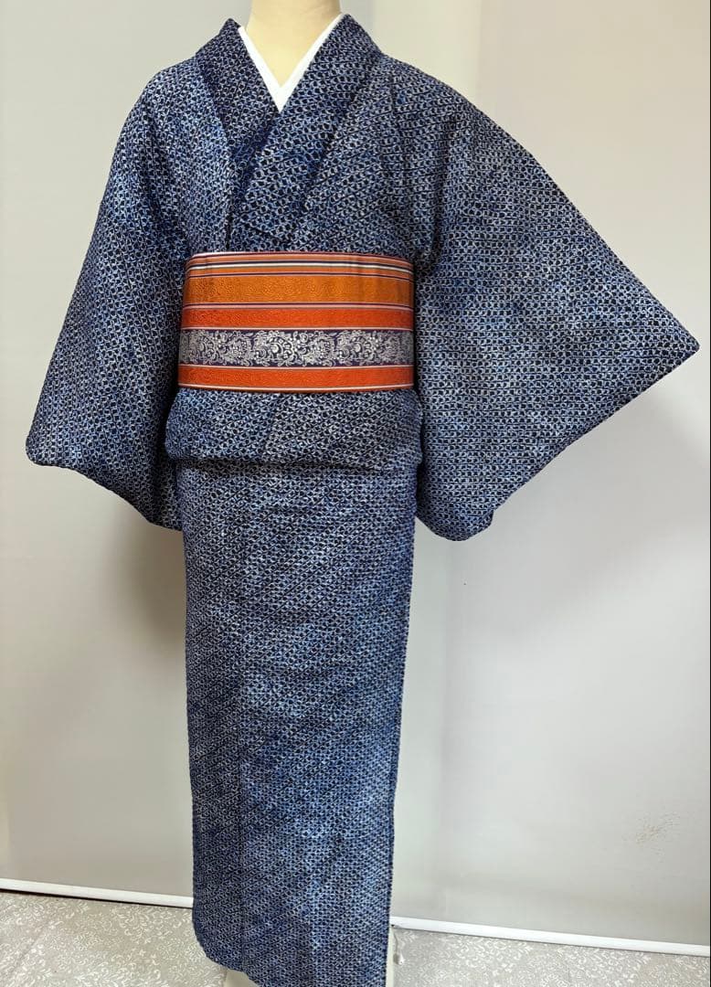 有松絞り　レディース　ゆかた　裄64身丈156 高級博多半巾帯セット