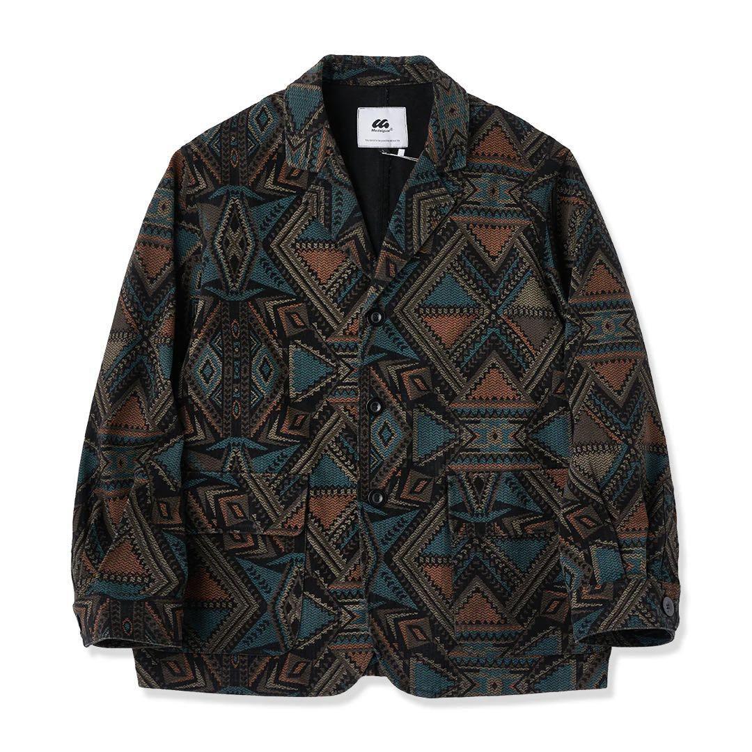 KARAKUエスニック調ナバホ総柄デニムテーラードジャケット＆パンツセットアップ