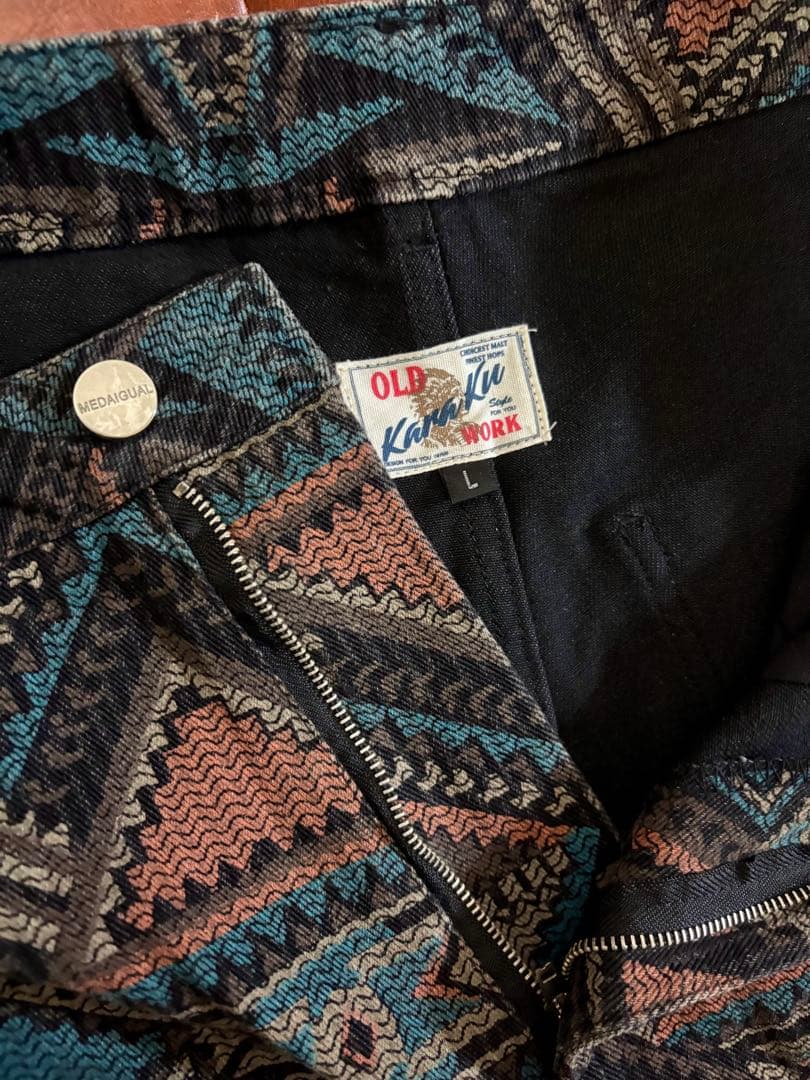 KARAKUエスニック調ナバホ総柄デニムテーラードジャケット＆パンツセットアップ