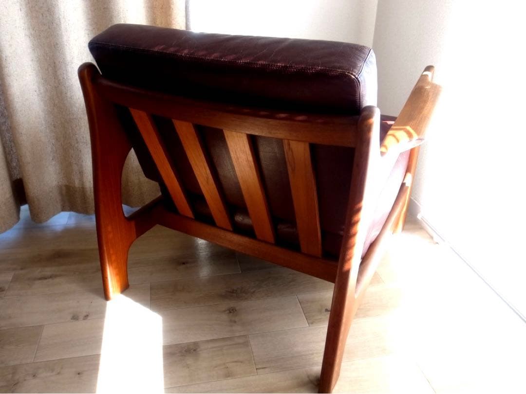 北欧 ヴィンテージ ソファ 本革 レザー チーク