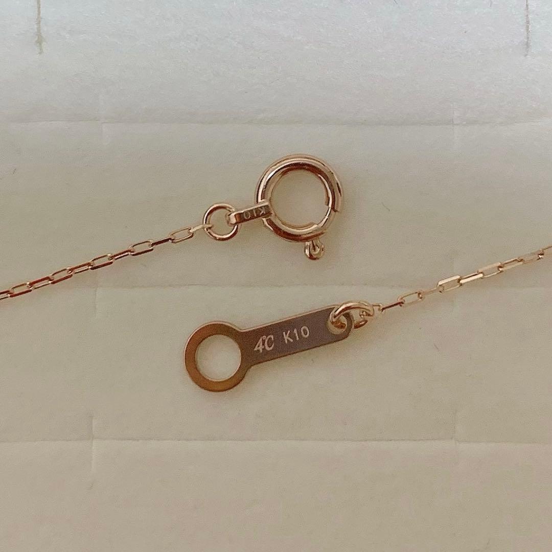 4℃ K10 キュービックジルコニア ネックレス ピンクゴールド フラワー