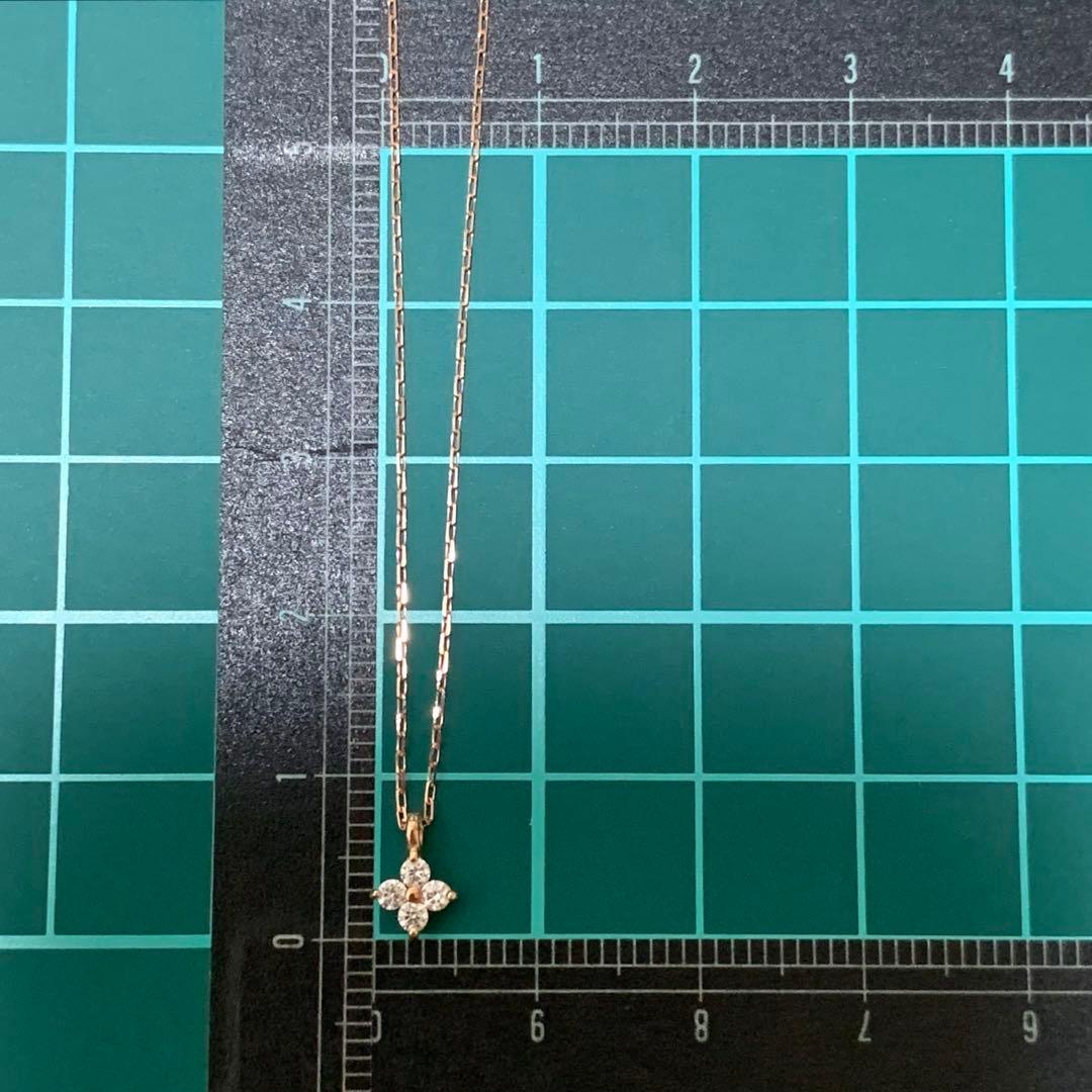 4℃ K10 キュービックジルコニア ネックレス ピンクゴールド フラワー