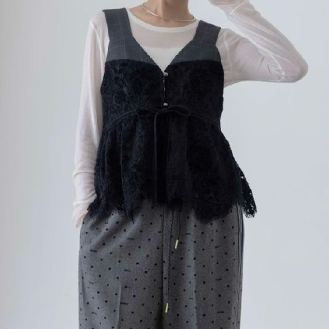 Eimee Law キャミソール ベロアレース ペプラムビスチェキャミソール