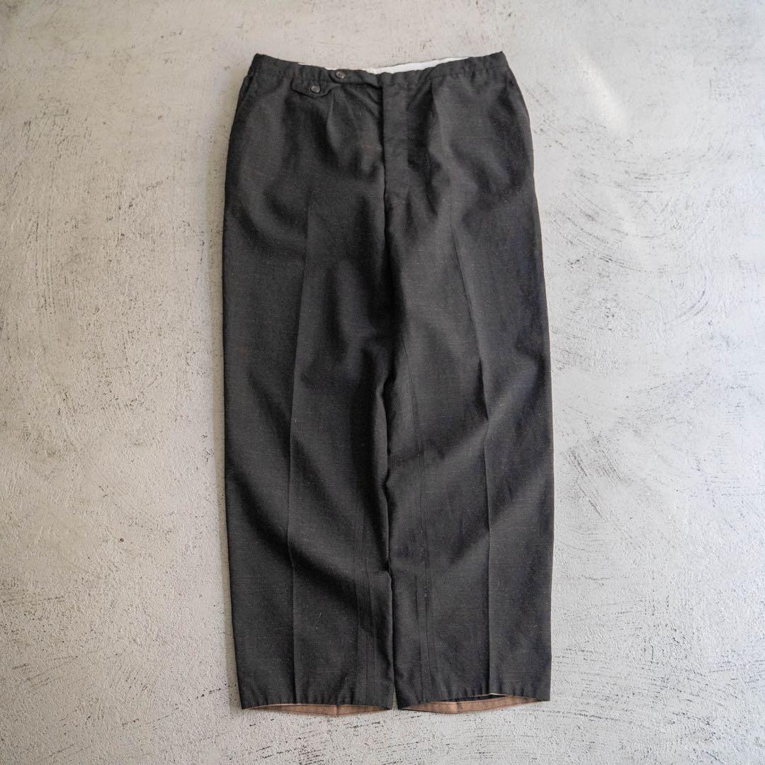 60s チェコスロバキア製 ブラック 絣柄 ウール ワイドスラックス ユーロ