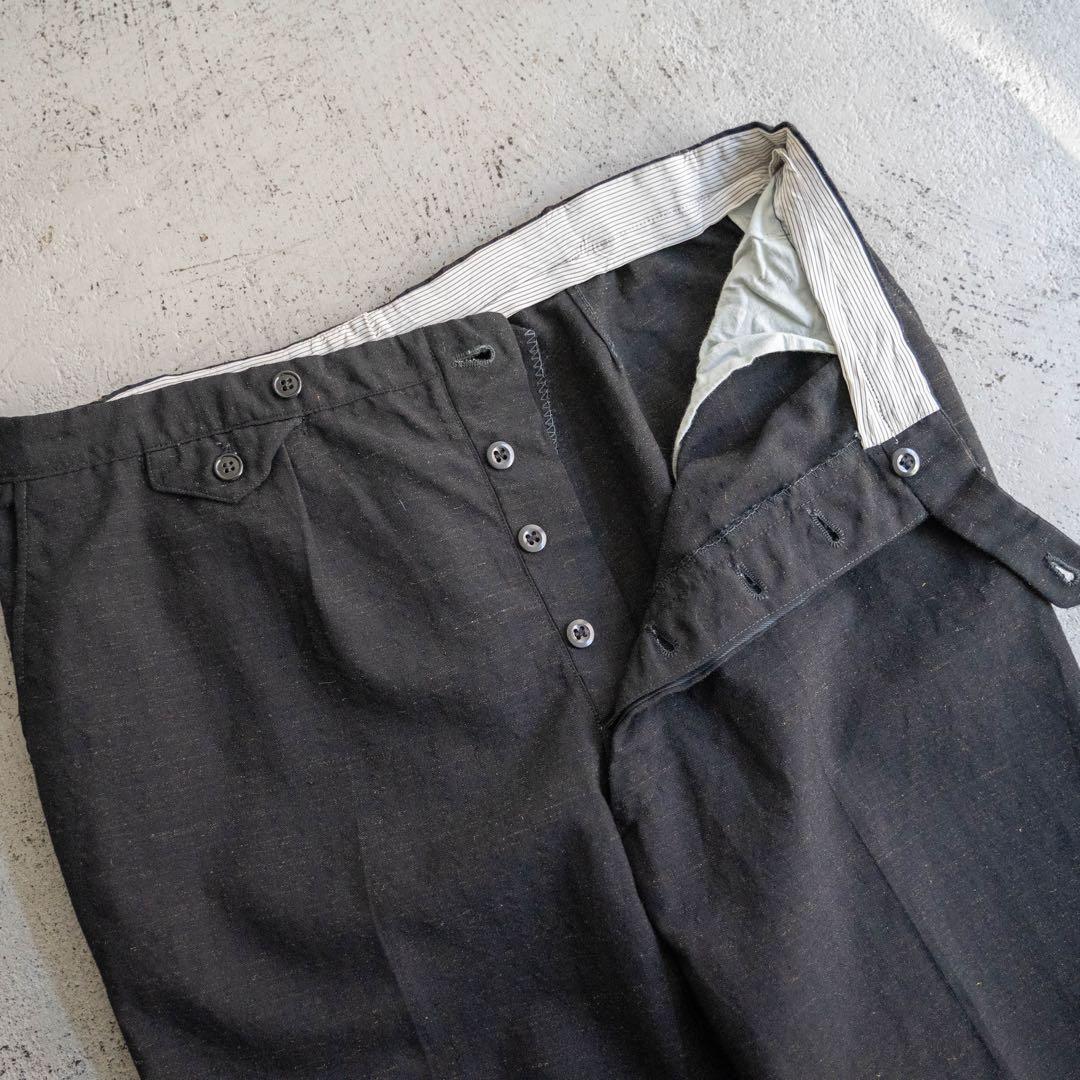 60s チェコスロバキア製 ブラック 絣柄 ウール ワイドスラックス ユーロ