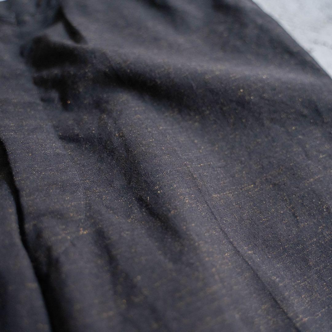 60s チェコスロバキア製 ブラック 絣柄 ウール ワイドスラックス ユーロ