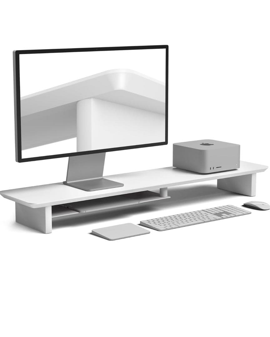 amesoba モニタースタンド デスク MASSIRO (オールホワイト)