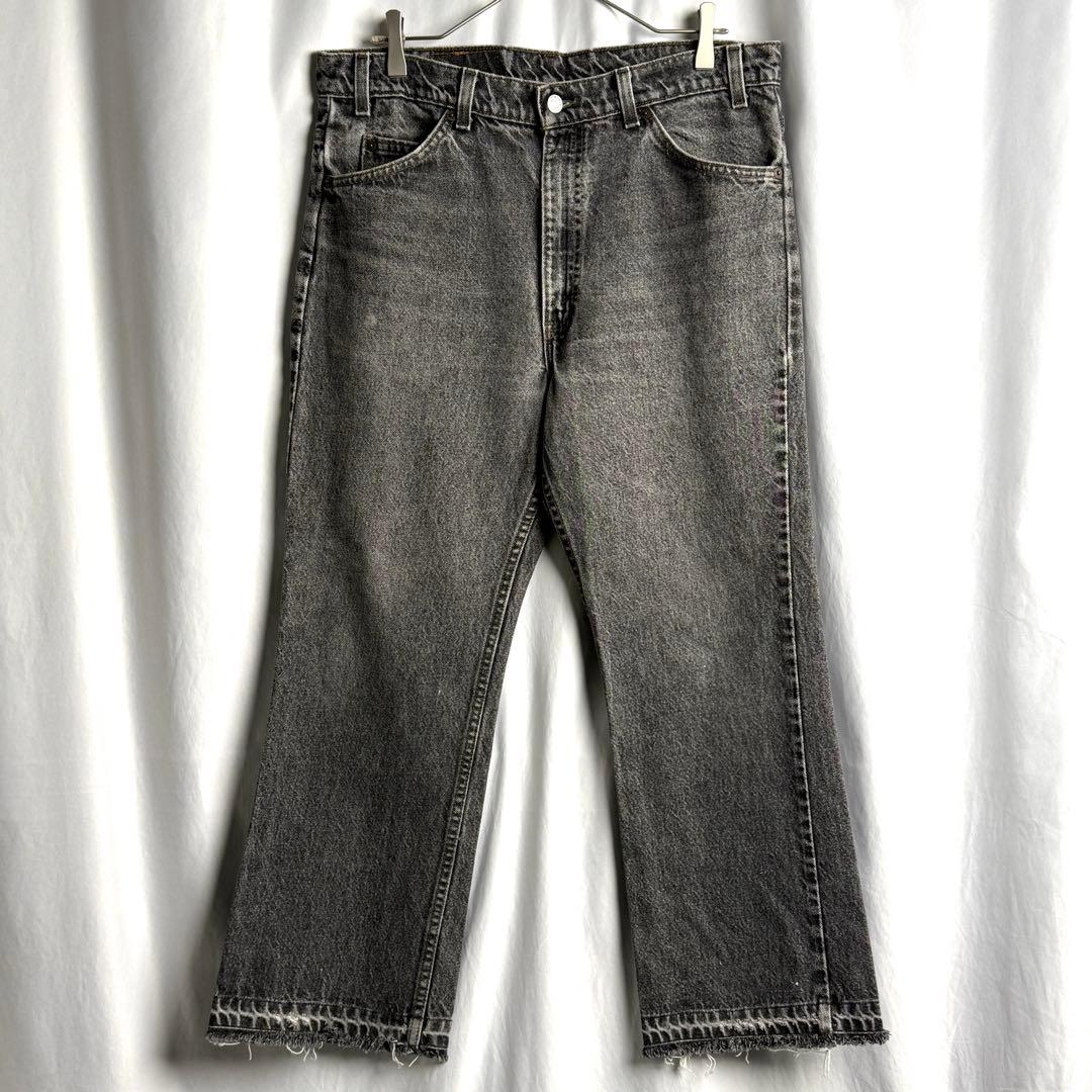 90s USA製 Levi’s 517 先染め ブラック デニム パンツ