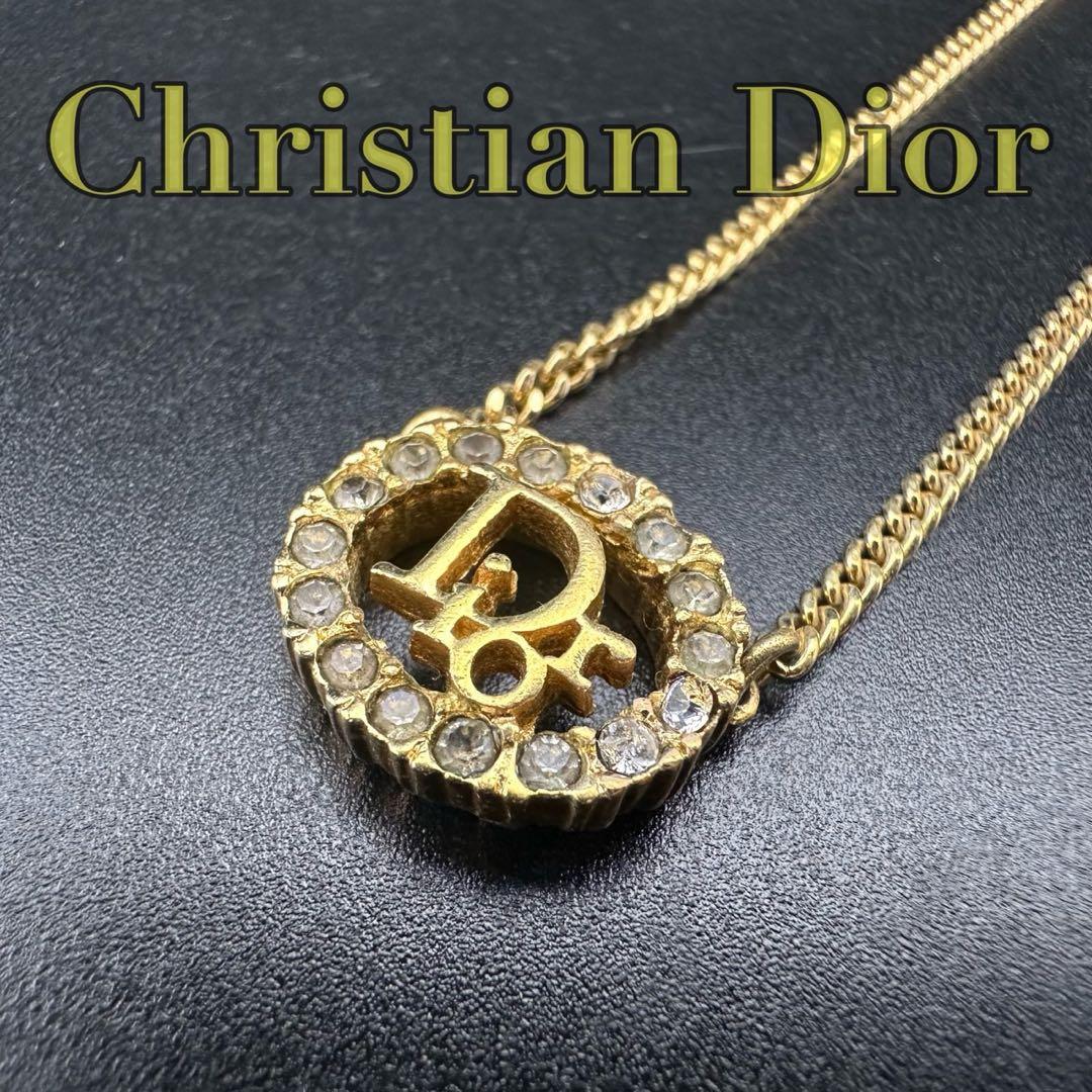 極美品✨　Dior　ネックレス　CD ロゴ　ラインストーン　希少　刻印　1623