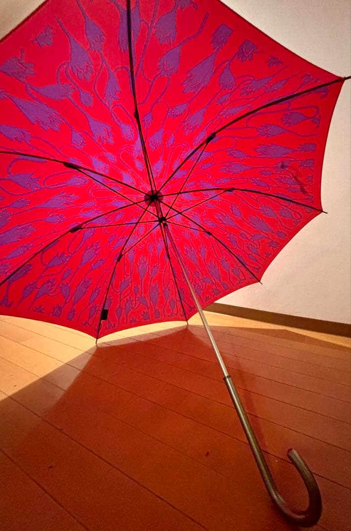 【CELINE】レディース長傘　ローズピンク　パープル花柄　シルバー持ち手