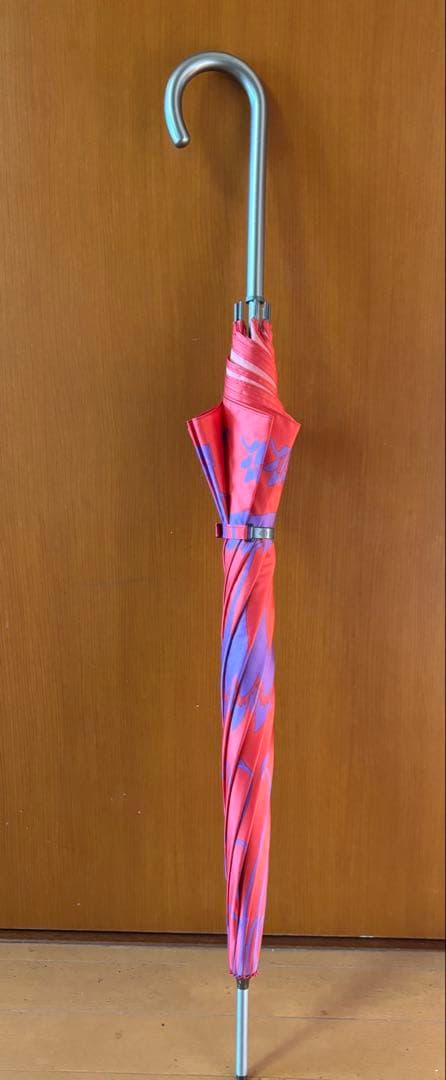 【CELINE】レディース長傘　ローズピンク　パープル花柄　シルバー持ち手