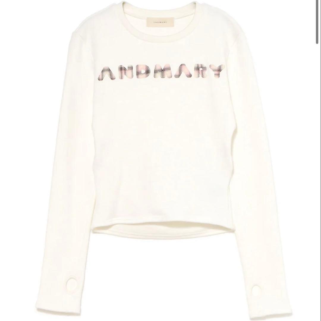 トップス Mary logo pattern tops andmary white