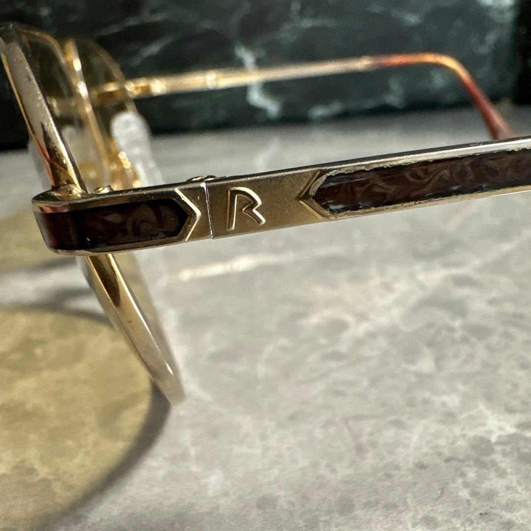 【美品】RODEN STOCK ツーブリッジ　度入りサングラスゴールド